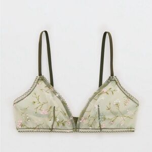 Aerie Green Floral Embroidered Bralette